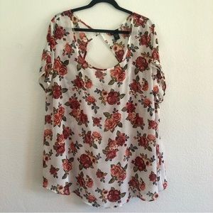 Torrid Floral Pattern Draped Back Blouse